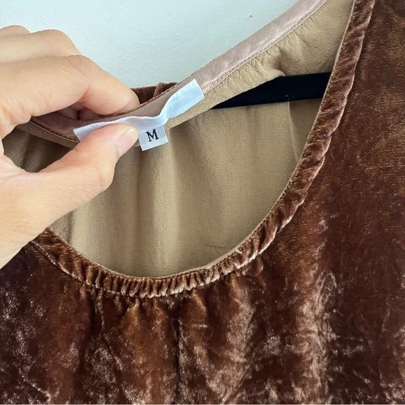 Bryn Walker Brown Lagenlook Velvet High Low Hem Sleeveless Short Dress - Picture 4 of 8